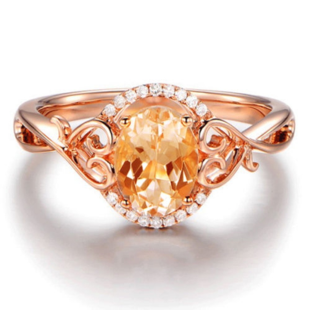 Rose Gold Filled Jewelry Oval Cut Crystal Ring New - Picture 5 of 5